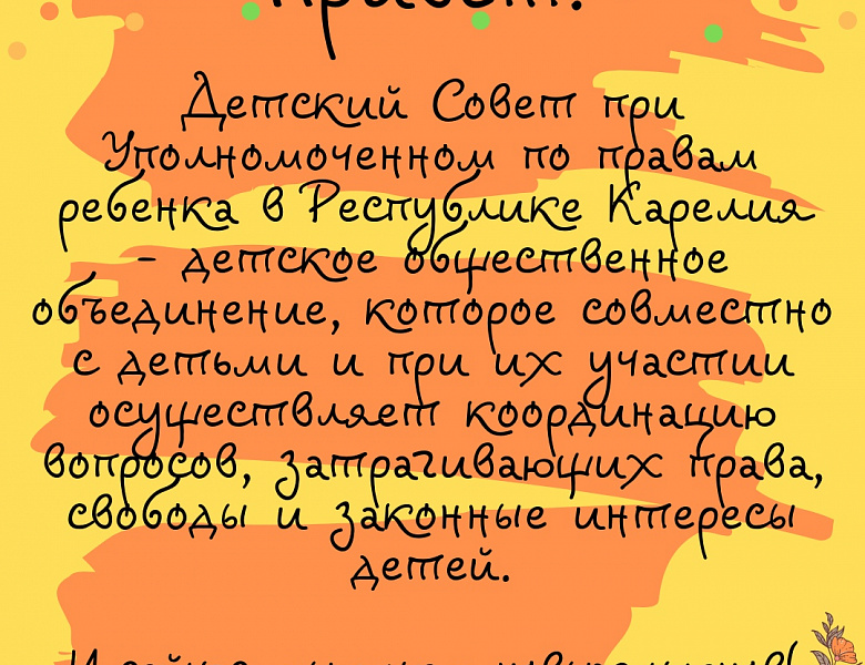 Объявлен отбор в члены Детского совета при Уполномоченном по правам ребенка в Республике Карелия 